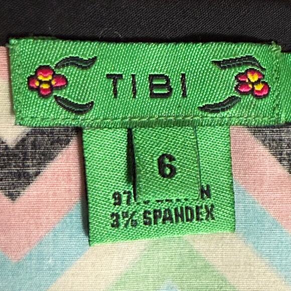 Tibi Multicolor Midi Skirt Size 6 Cotton Blend Stretchy Fabric Zip Side Closure - Picture 6 of 7